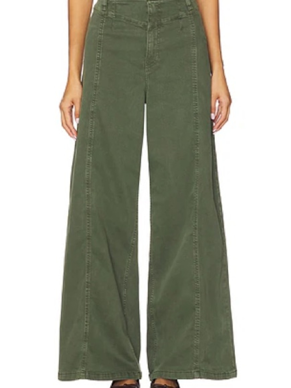 Free People Green Libre Wide Leg Jeans
